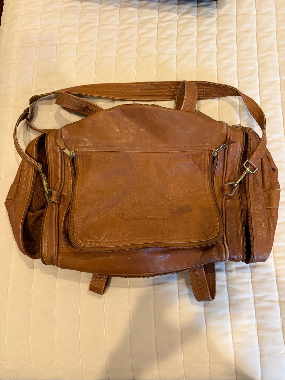 Men's Leather Messenger Bag - Brown